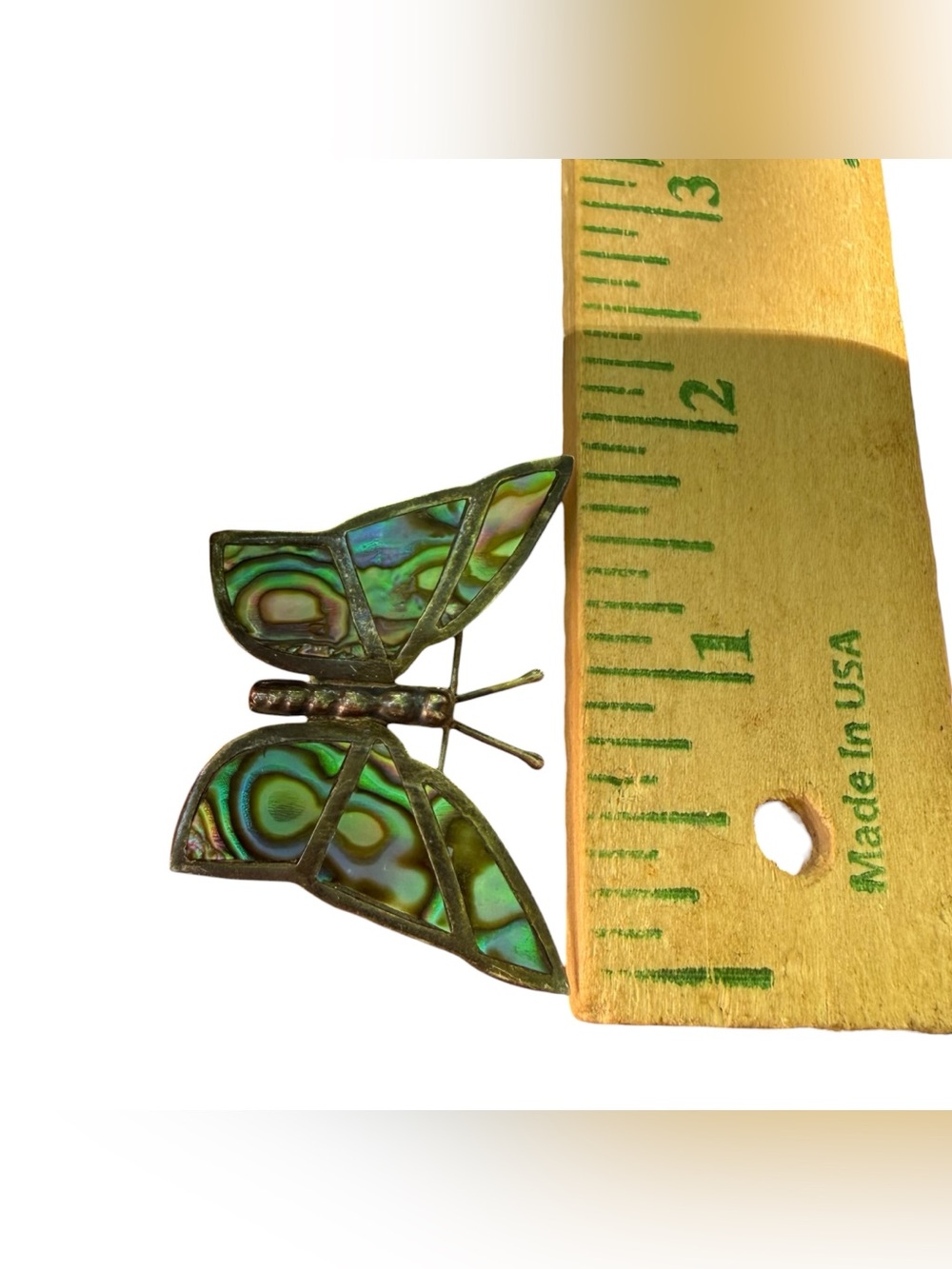 Vintage Abalone Butterfly Pin Brooch Mexico Sterling 925 - Picture 4 of 4